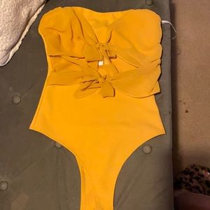 Marigold tube top bodysuit
